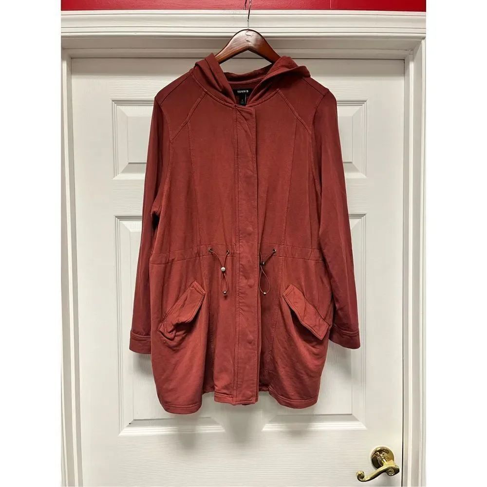 Torrid Rust Soft Sweatshirt Style Hooded Barn Jacket sz 2X EUC